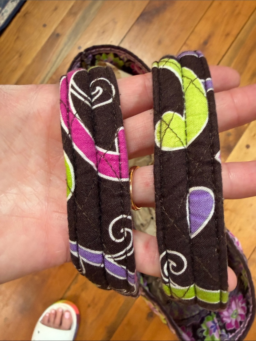 Vera Bradley Black Quilted Tote with Pink & Green Floral Pattern - Picture 6 of 13